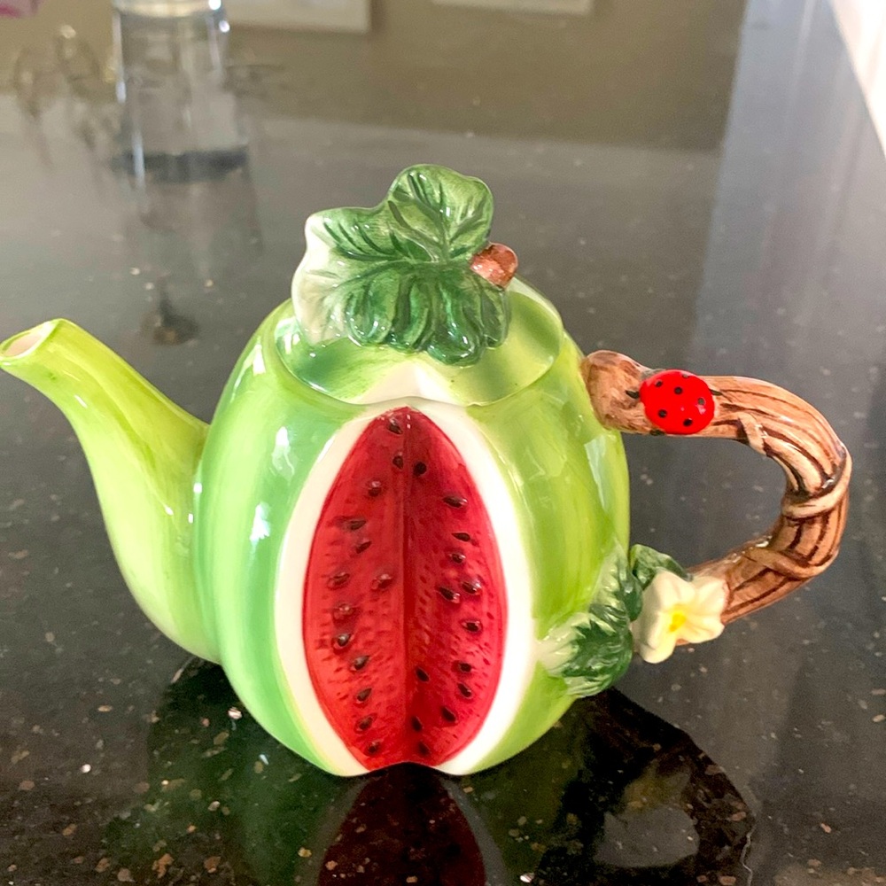 Teapot mini porcelain glazed vintage
